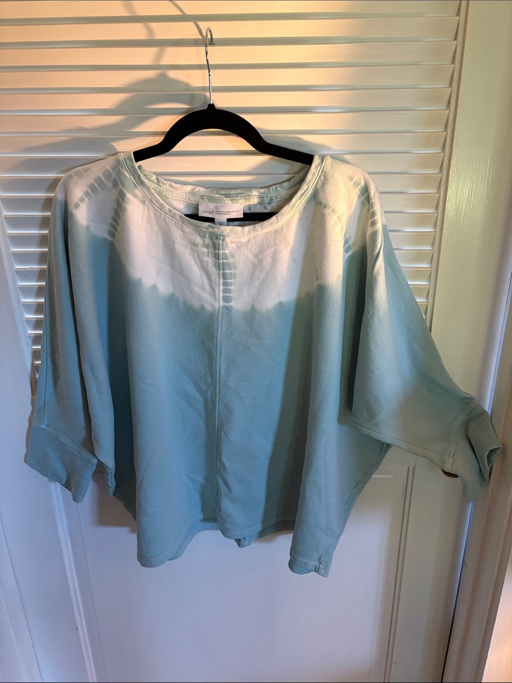 Casual Light Blue Tie-Dye Scoop Neck Sweatshirt